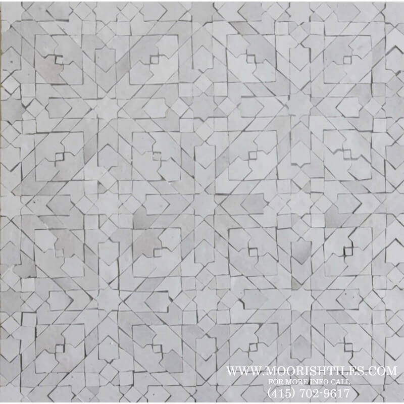 White Moorish bathroom floor tile