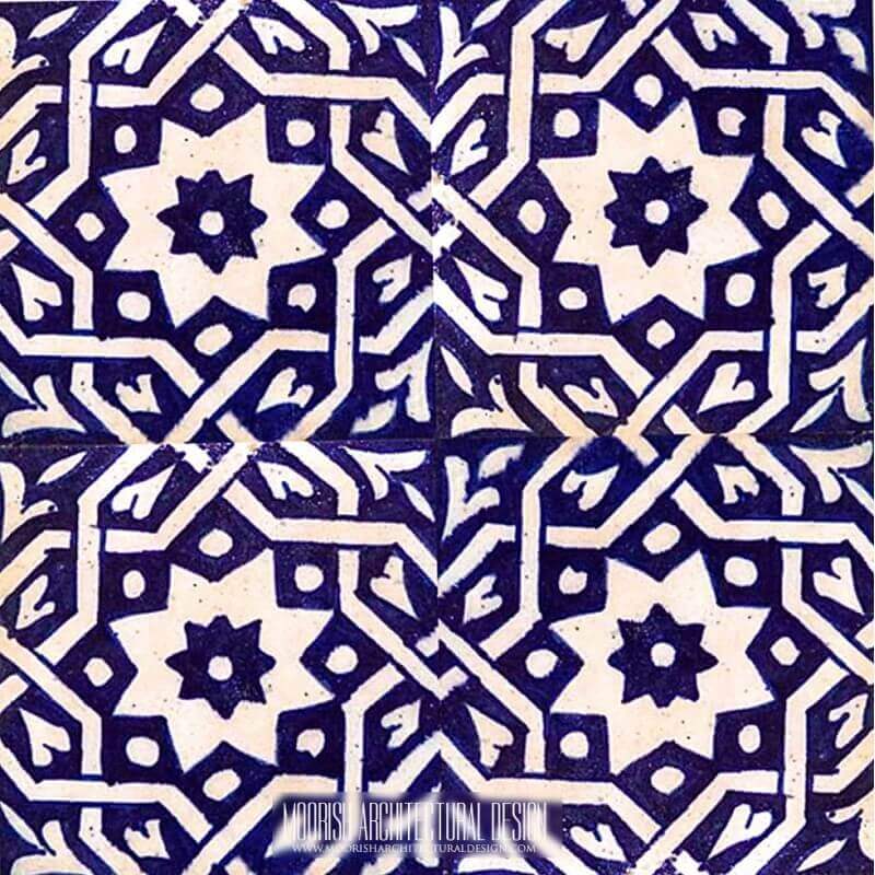 Blue Moroccan shower wall tile
