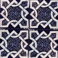 Mediterranean blue ceramic tile bathroom