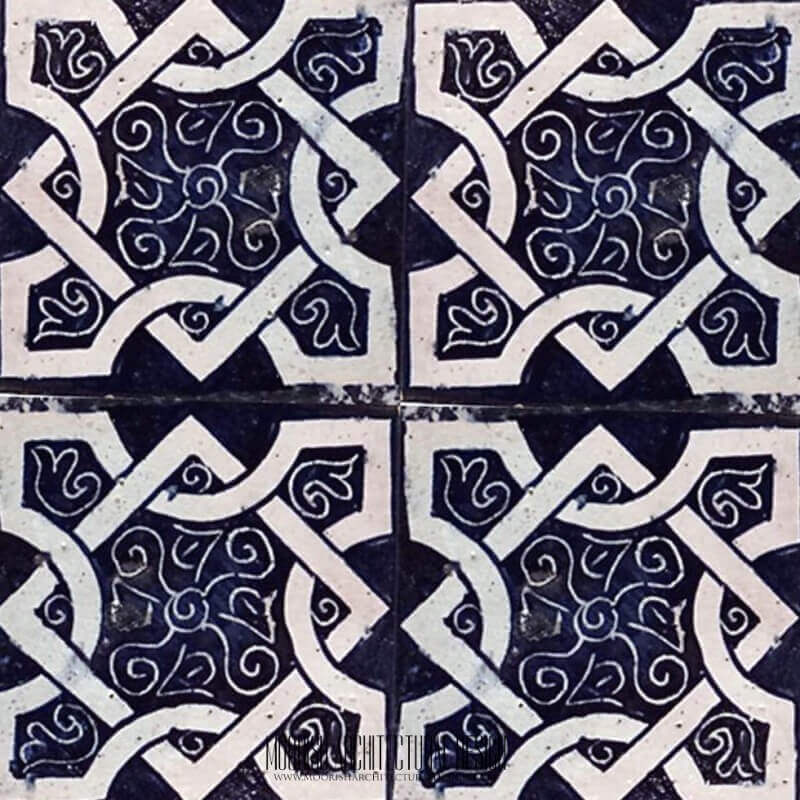 Mediterranean blue ceramic tile bathroom