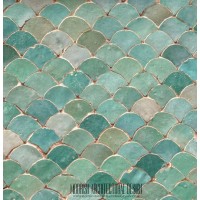 Moroccan fish scales shower tile