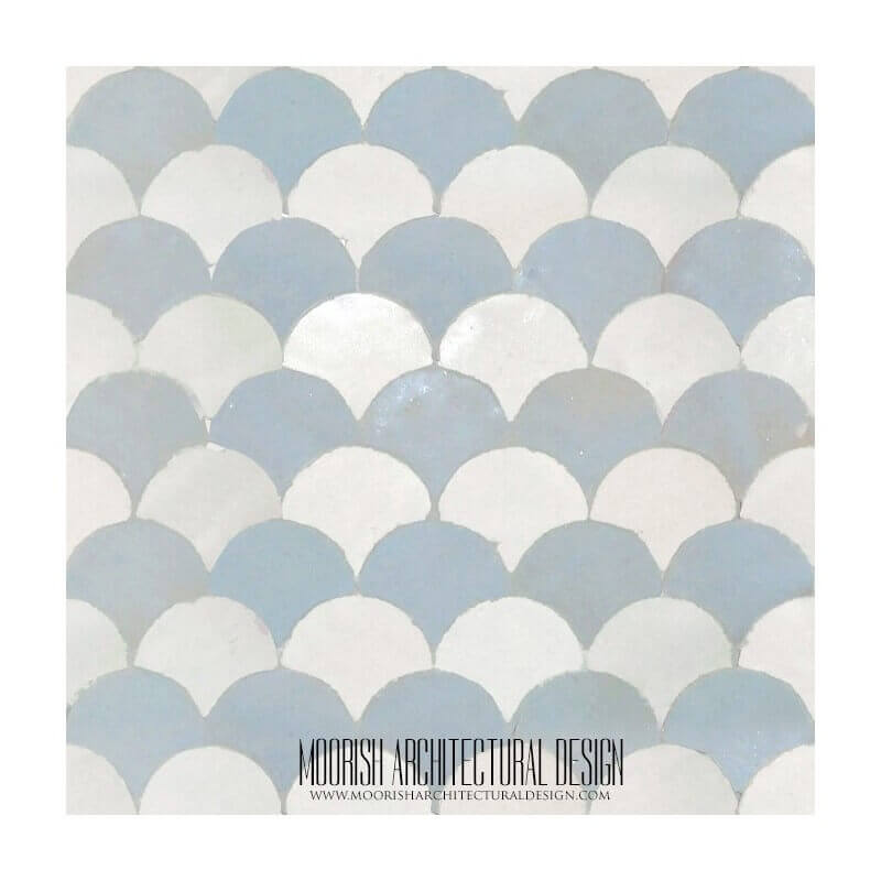 Blue & White Fish Scales Tile
