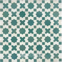 Green and White Moroccan Tile