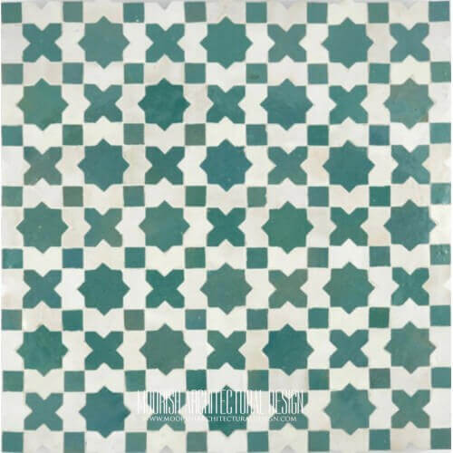 Green and White Moroccan Tile