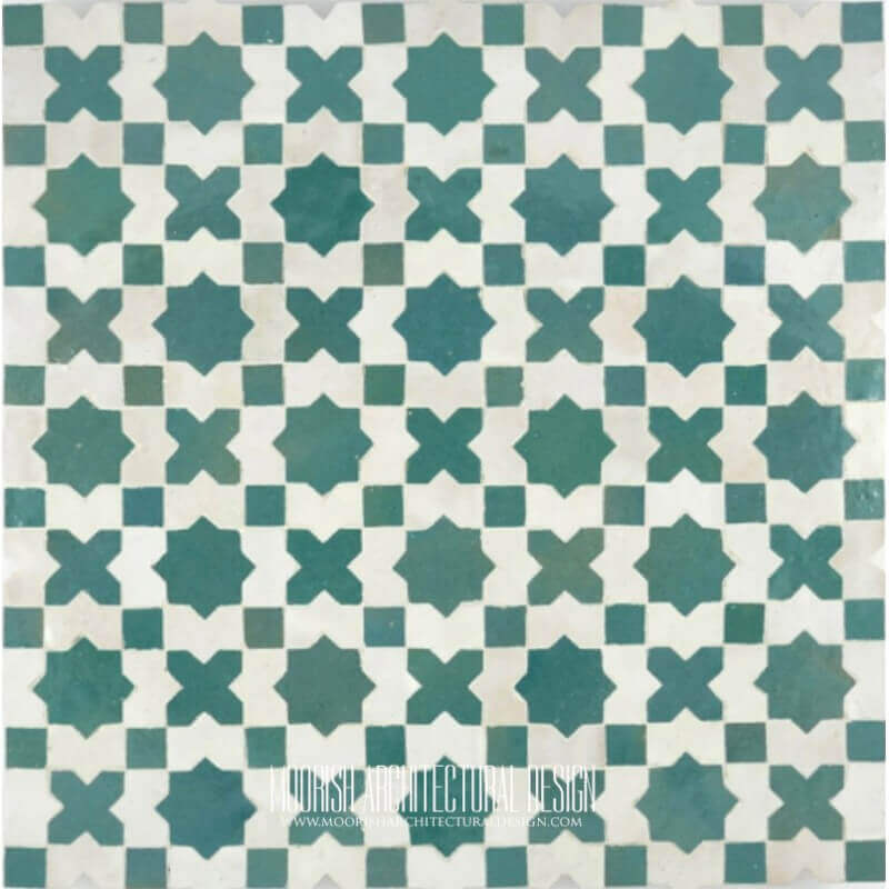 Green and White Moroccan Tile