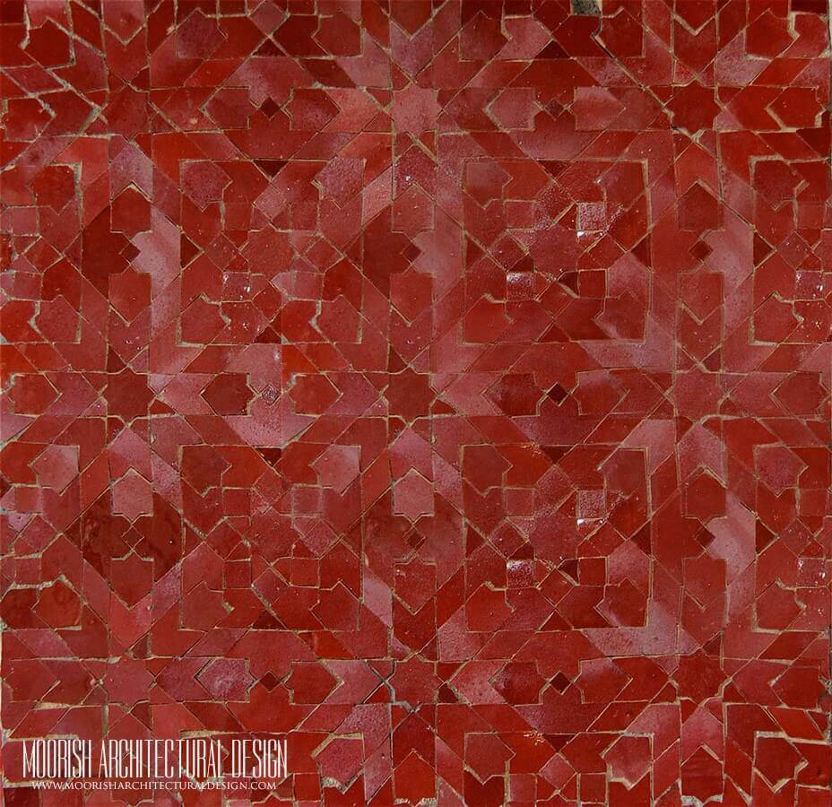 Red clay mosaic patterned tiles