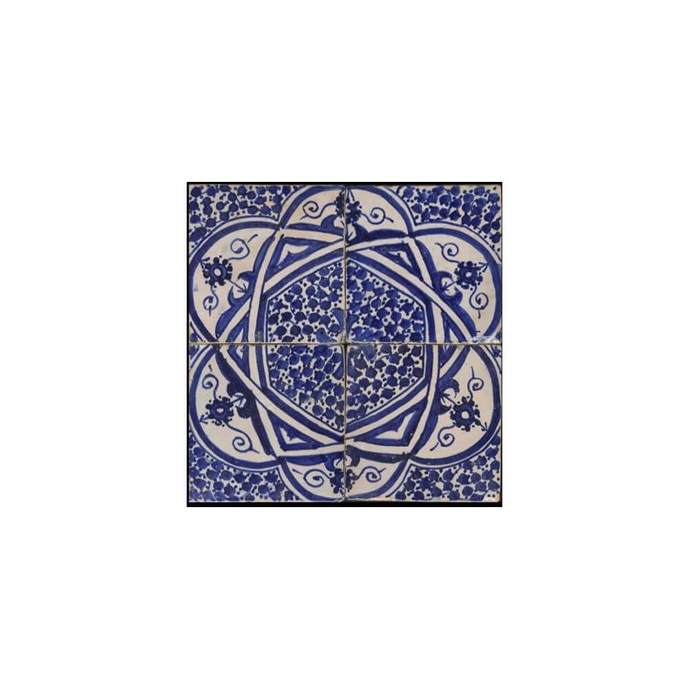 Blue Spanish Tile note card made in Maine pattern blue and white blank inside Spain geometry azulejos letterpress greeting card