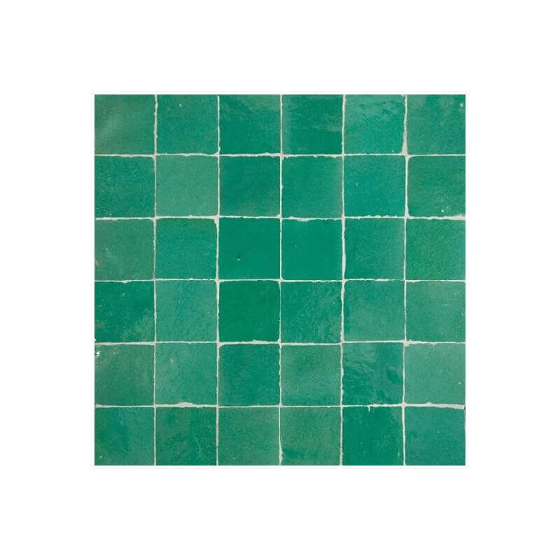 Green Zellige tile kitchen wall backsplash